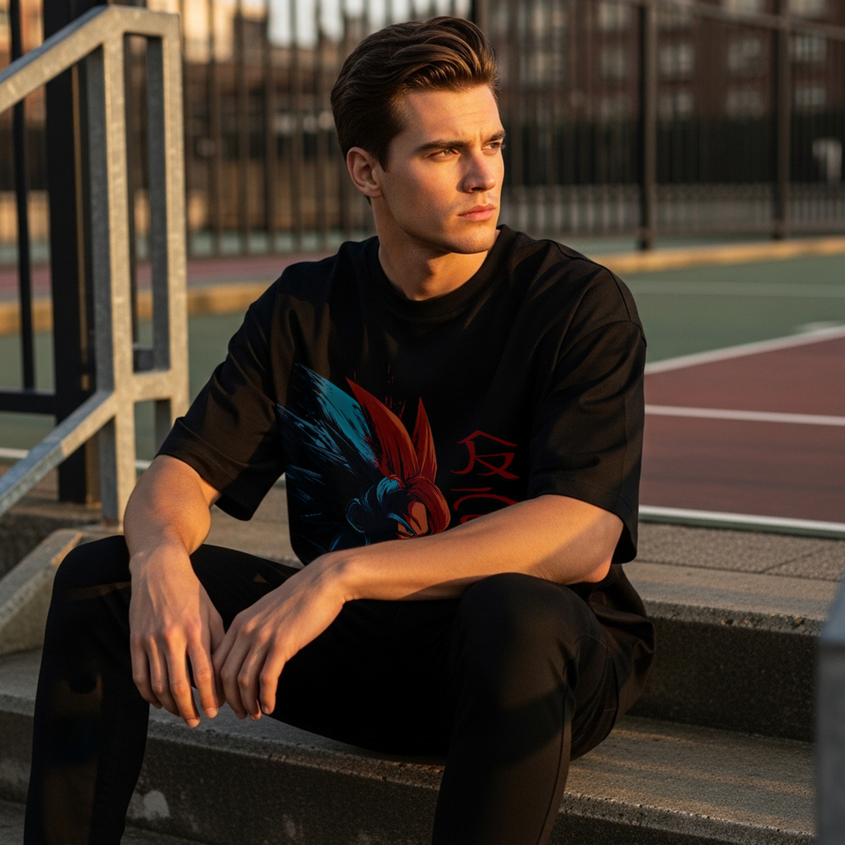 Camiseta Oversize Streetwear Goku Dual Energy – Diseño Anime Inspirado en Dragon Ball