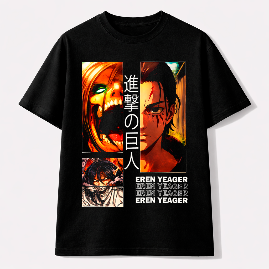 Camiseta Eren Yeager Dualidad Titán – Ataque en Llamas