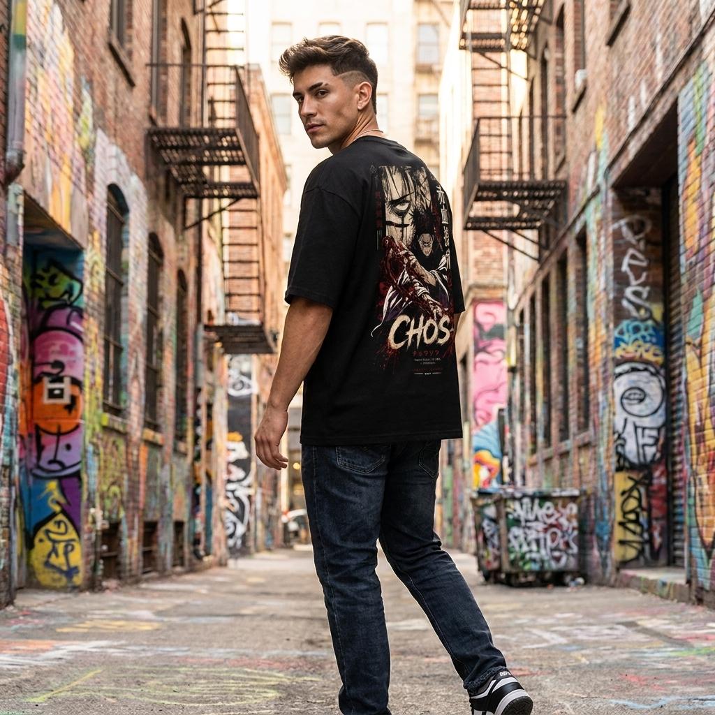Camiseta Oversize Choso Jujutsu Kaisen Streetwear Negra Anime