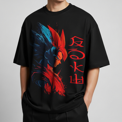 Camiseta Oversize Streetwear Goku Dual Energy – Diseño Anime Inspirado en Dragon Ball