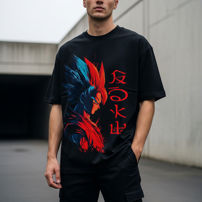 Camiseta Oversize Streetwear Goku Dual Energy – Diseño Anime Inspirado en Dragon Ball