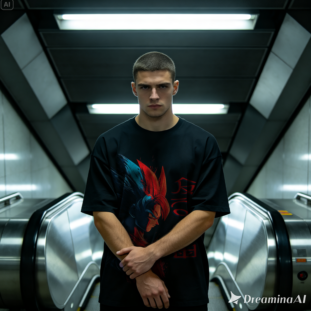 Camiseta Oversize Streetwear Goku Dual Energy – Diseño Anime Inspirado en Dragon Ball