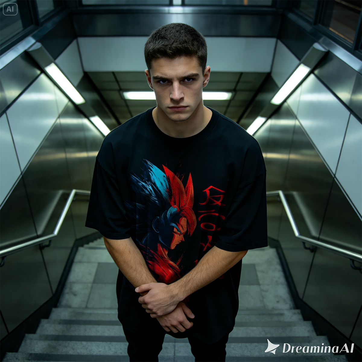 Camiseta Oversize Streetwear Goku Dual Energy – Diseño Anime Inspirado en Dragon Ball