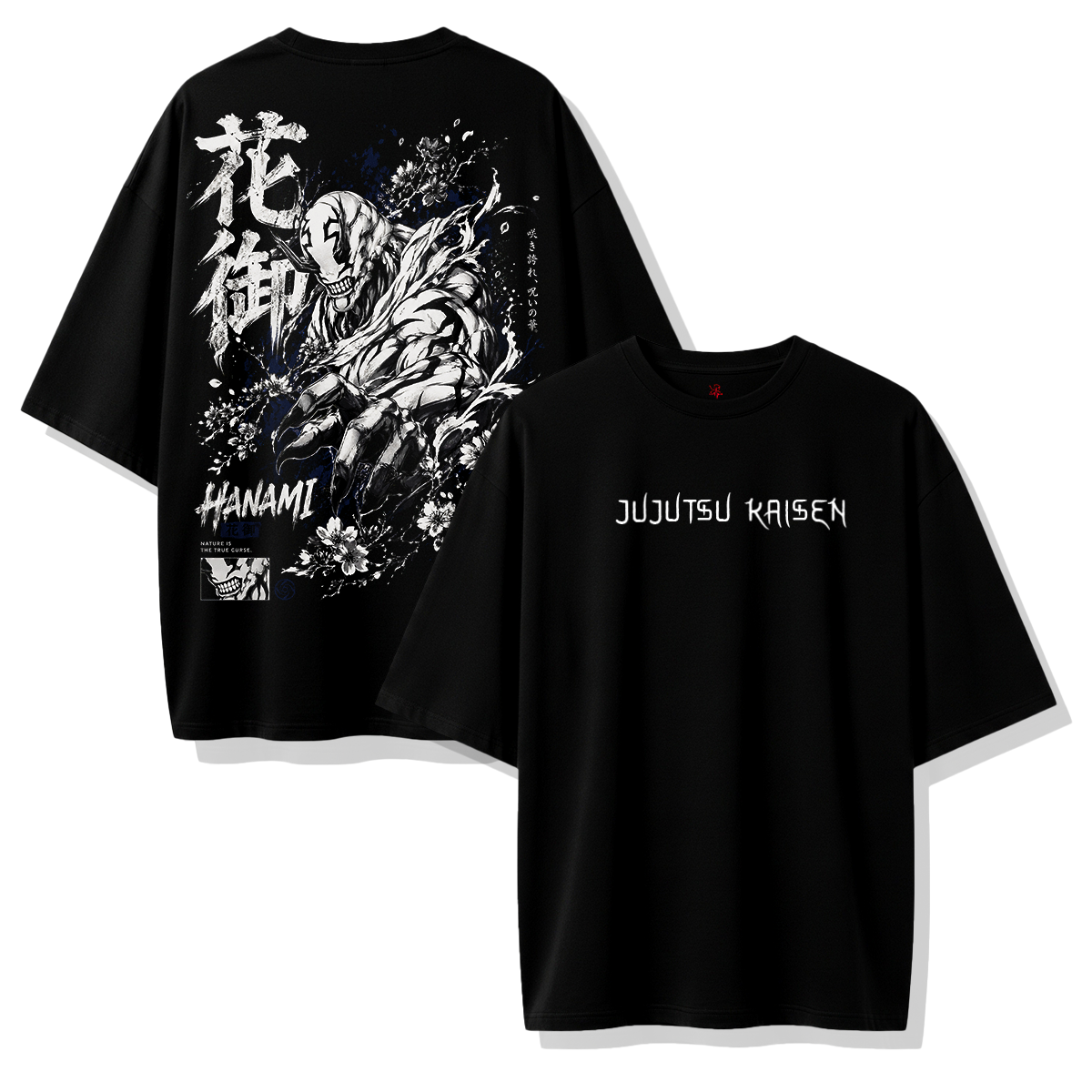 Camiseta Hanami Jujutsu Kaisen Diseño Maldición Natural Streetwear Negra