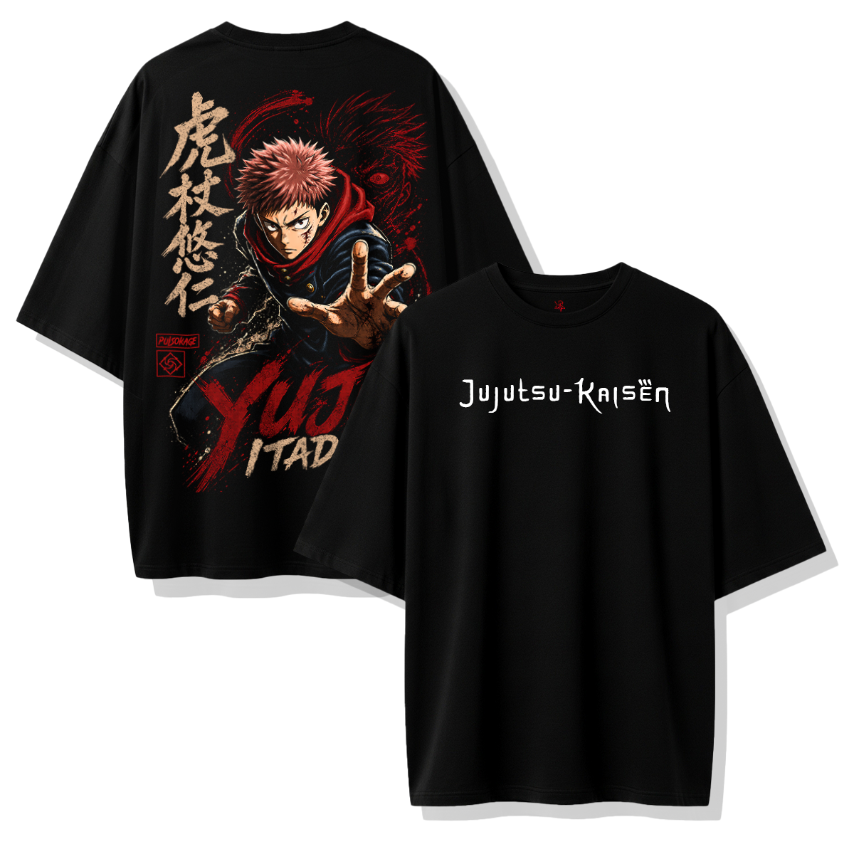 Camiseta Oversize Yuji Itadori Jujutsu Kaisen Red Impact