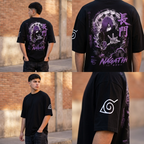 Camiseta oversize Nagato Pain Akatsuki Rinnegan Streetwear Negra Anime