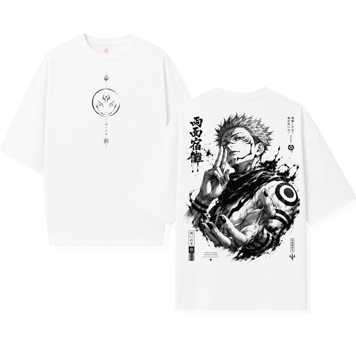 Polera Sukuna Jujutsu Kaisen Monochrome Oversize