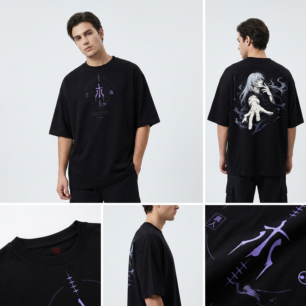 Camiseta Mahito Jujutsu Kaisen Oversize Negra