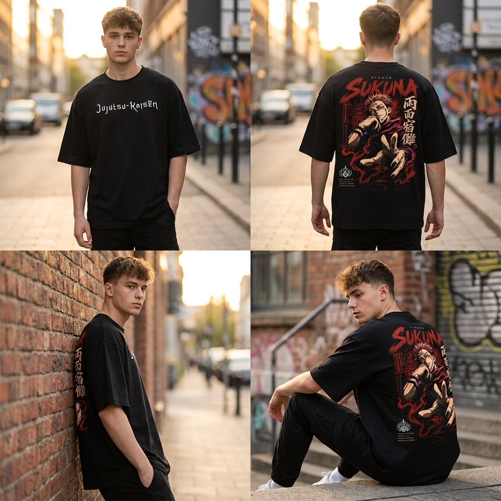 Camiseta Oversize Sukuna Jujutsu Kaisen Infernal Streetwear