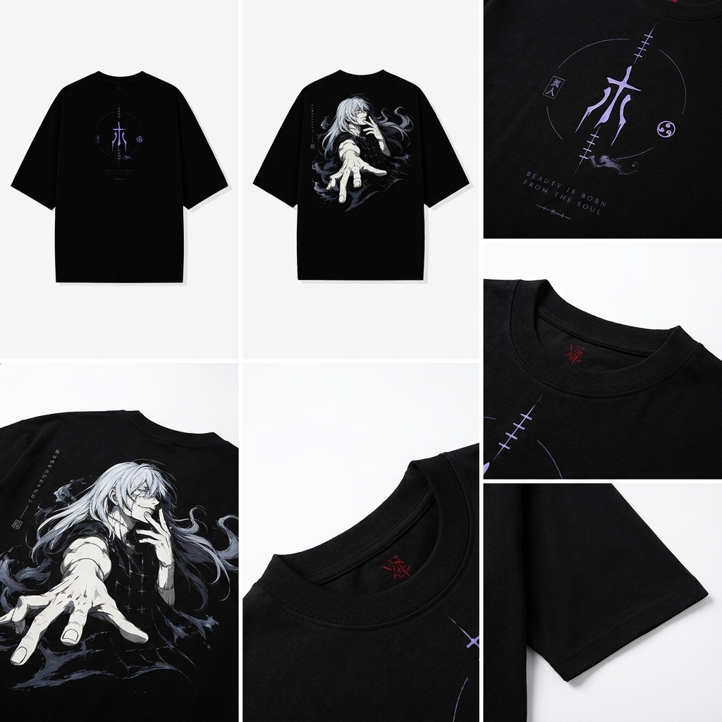 Camiseta Mahito Jujutsu Kaisen Oversize Negra