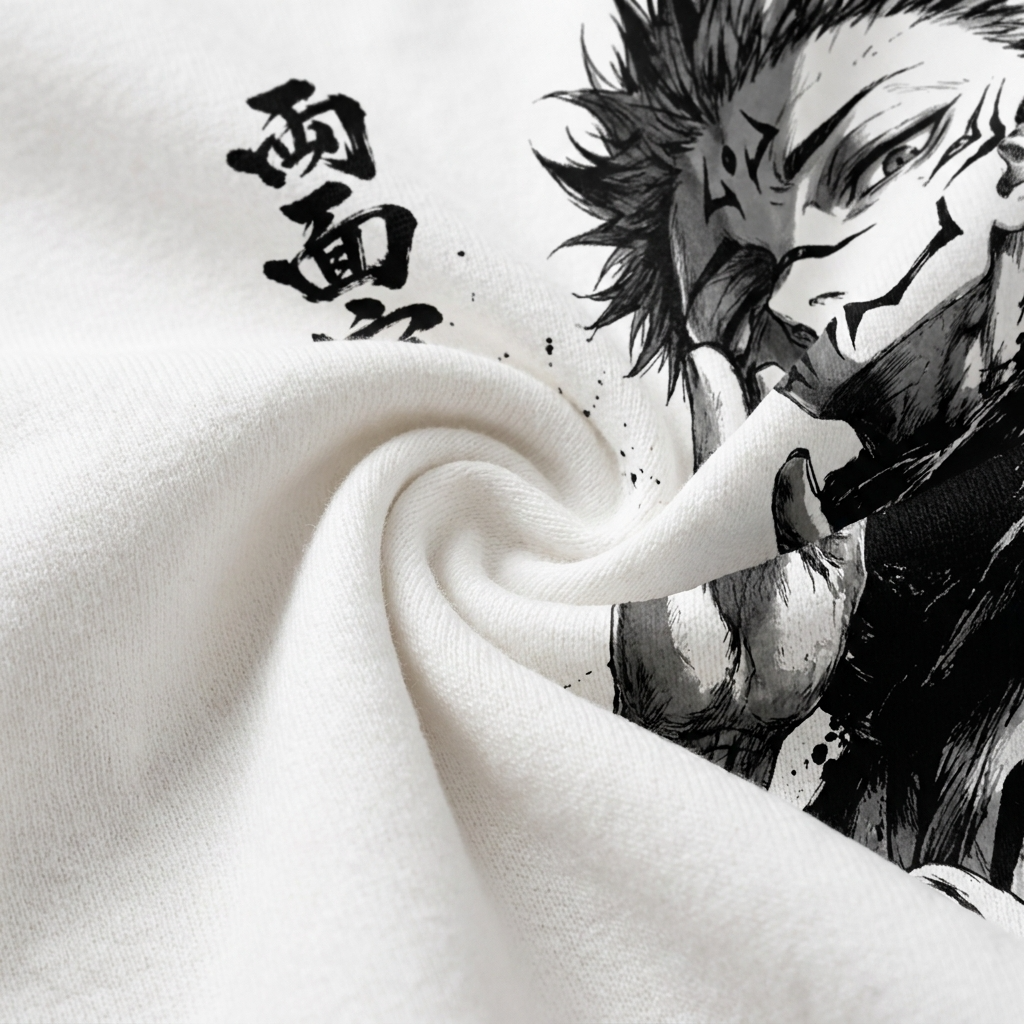 Camiseta Oversize Sukuna Jujutsu Kaisen Ink Monochrome