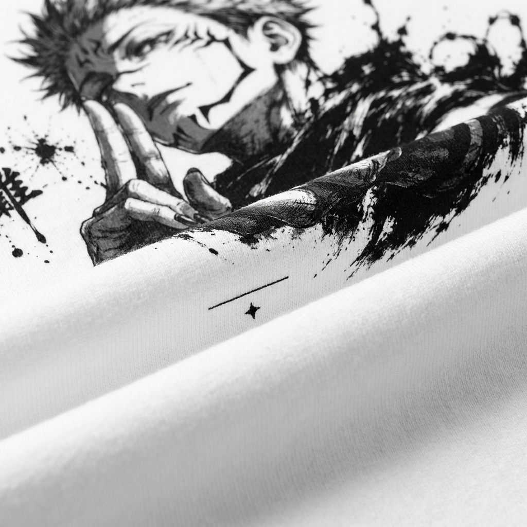 Camiseta Oversize Sukuna Jujutsu Kaisen Ink Monochrome