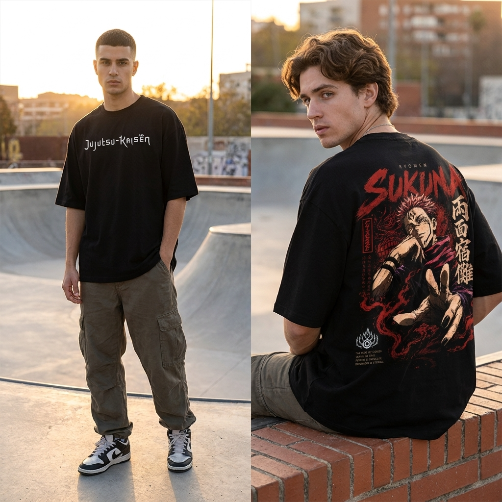 Camiseta Oversize Sukuna Jujutsu Kaisen Infernal Streetwear