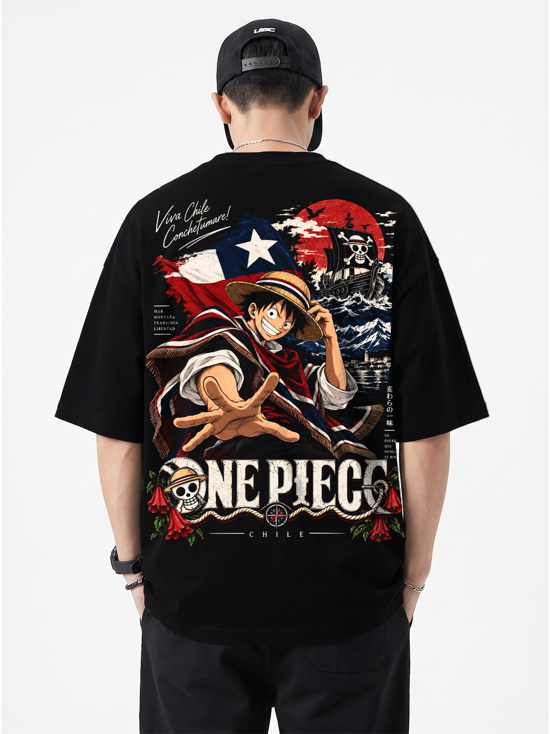 Polera Oversize Luffy One Piece Chile Fiestas Patrias