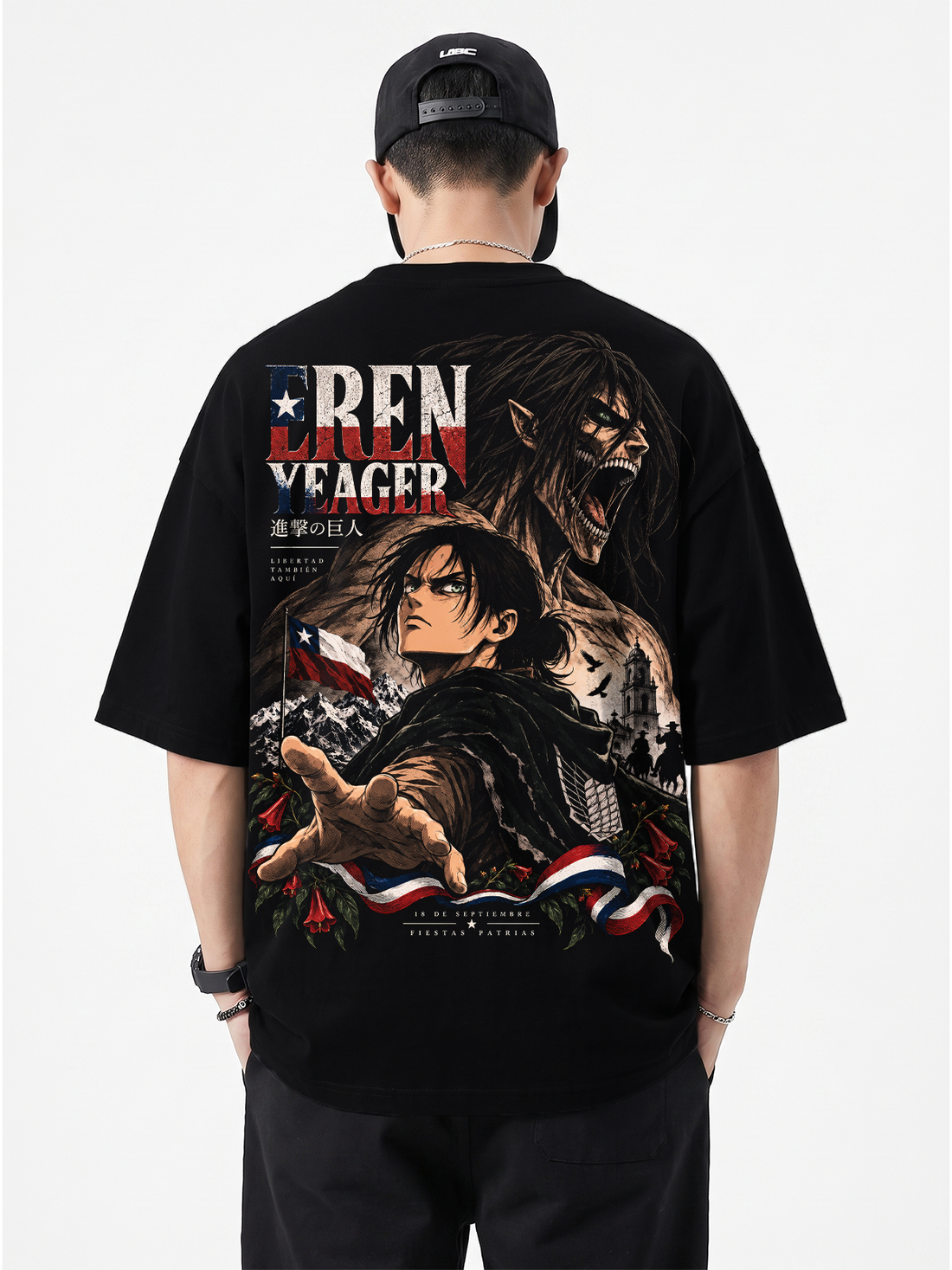 Polera Oversize Eren Yeager Attack on Titan Fiestas Patrias