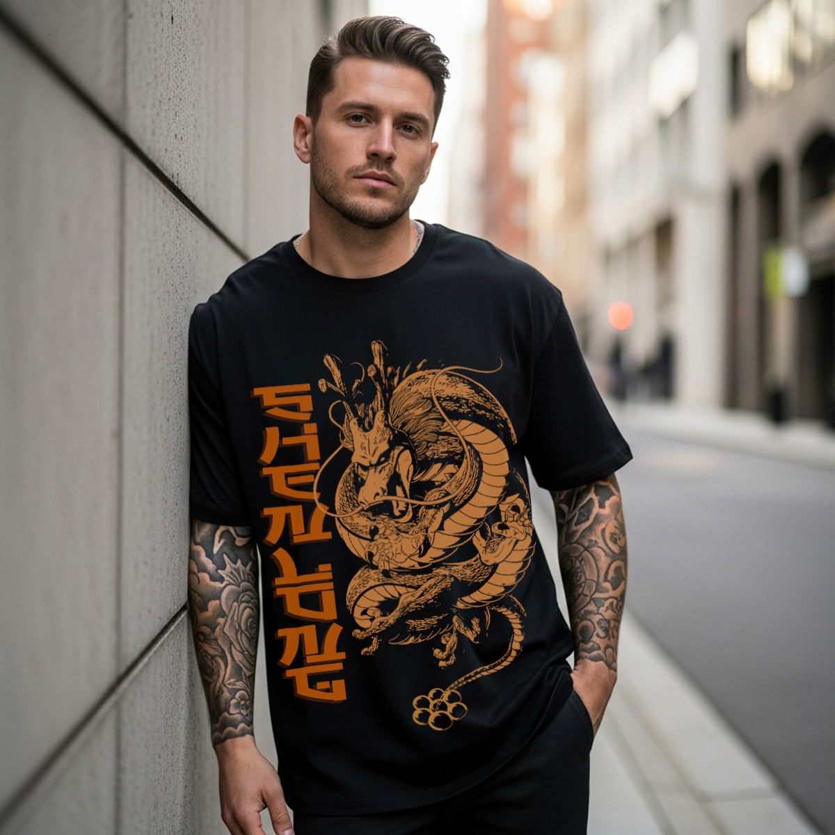 Camiseta Oversize Dragón Shenlon Estilo Anime Streetwear