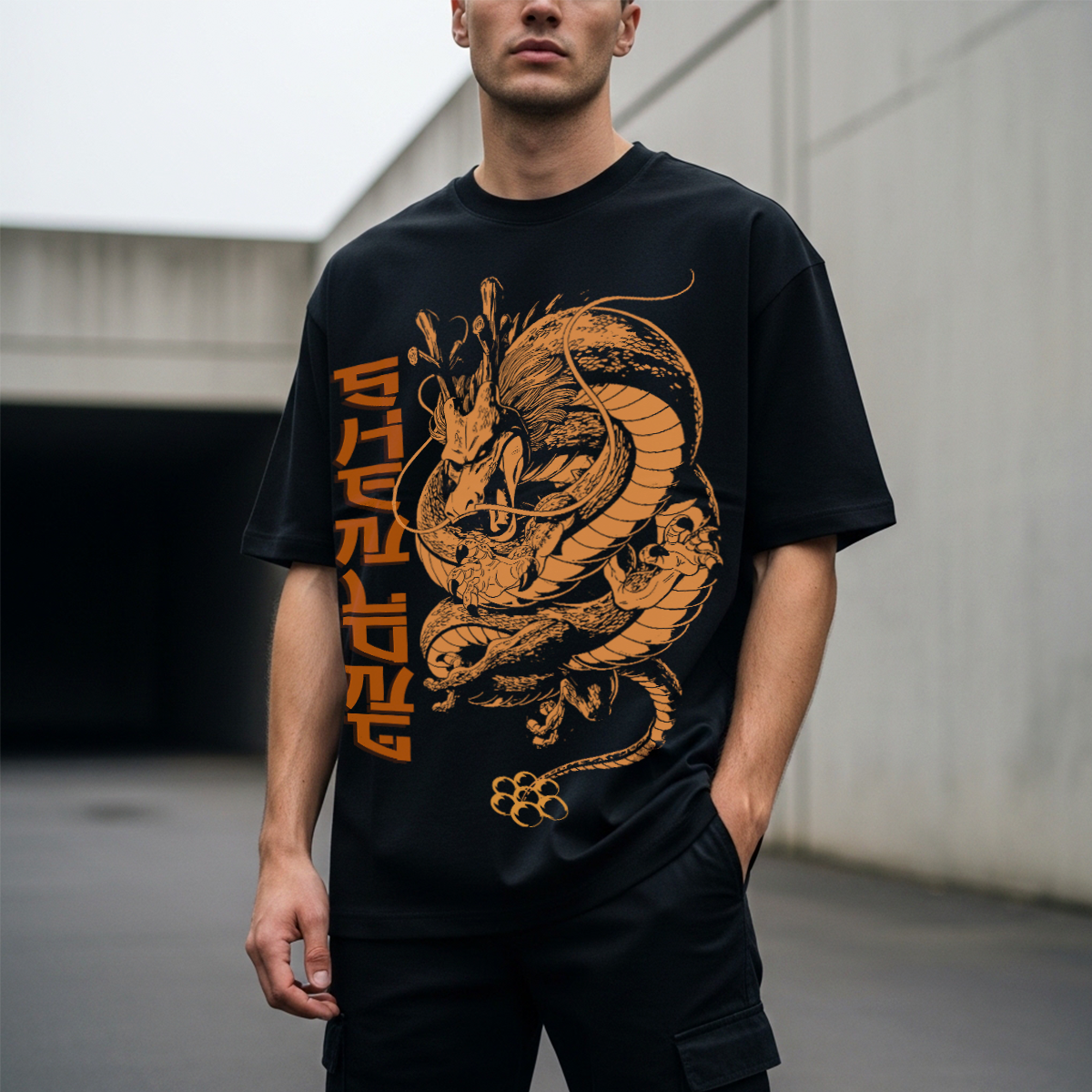 Camiseta Oversize Dragón Shenlon Estilo Anime Streetwear