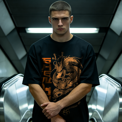 Camiseta Oversize Dragón Shenlon Estilo Anime Streetwear