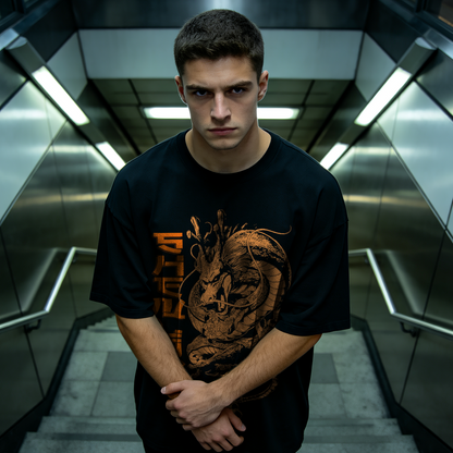 Camiseta Oversize Dragón Shenlon Estilo Anime Streetwear