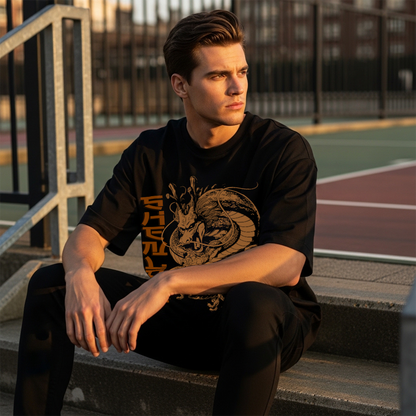 Camiseta Oversize Dragón Shenlon Estilo Anime Streetwear